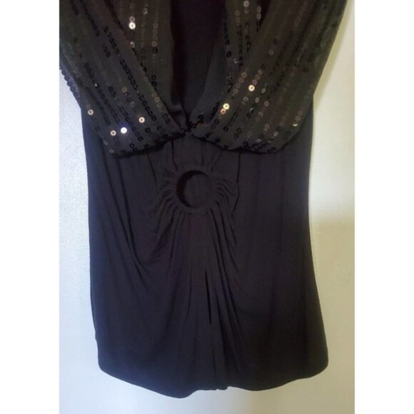 NWOT Victoria's Secret Sequin Collar Deep V-Neck Top with Keyhole - X-Small - Picture 6 of 7